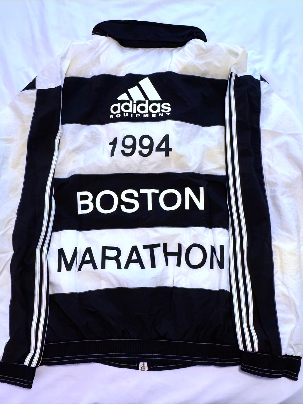 Vintage 1994 BOSTON MARATHON adidas (XL) Running Jacket-Black&White-NEW W/ TAGS - Picture 4 of 9